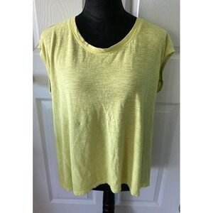 Womens Eileen Fisher Yellow Oversized Boxy Top Tee Shirt Hemp Organic Cotton S